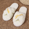 Women's Cross Band Fuzzy Slippers Plush Furry House Slippers Bridesmaid Slippers CN386
