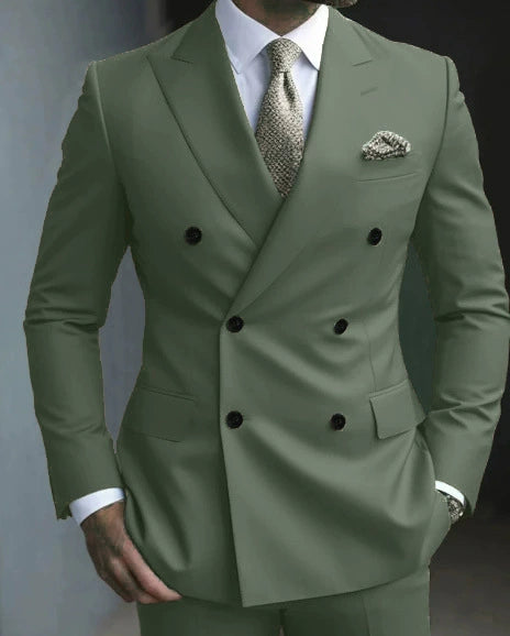 Dusty Sage Casual Men's 2 Pieces Mens Suit Regular Fit Notch Lapel Tuxedos (Blazer+Pants)