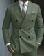 Dusty Sage Casual Men's 2 Pieces Mens Suit Regular Fit Notch Lapel Tuxedos (Blazer+Pants)