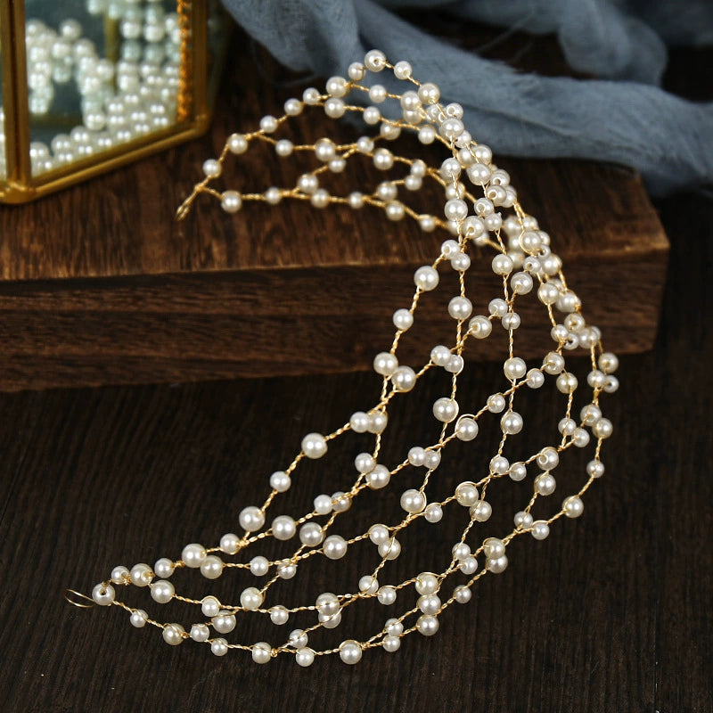 Mesh Hairband Pearl Headgear Accessories