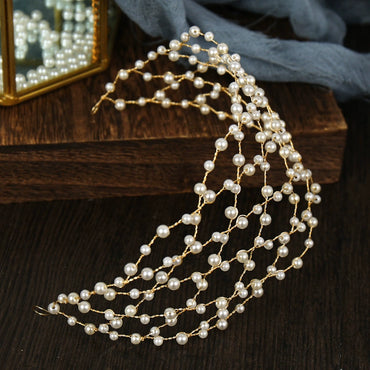 Mesh Hairband Pearl Headgear Accessories