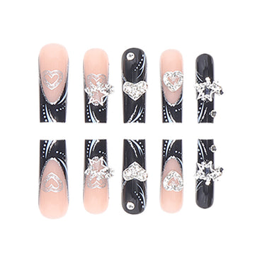 Rhinestone Nails Bling Wedding Press On Nails With Design For Women And Girls CN99