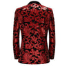 Men's Fashion Floral Tuxedo Velvet Sequin Jacket Red CN447