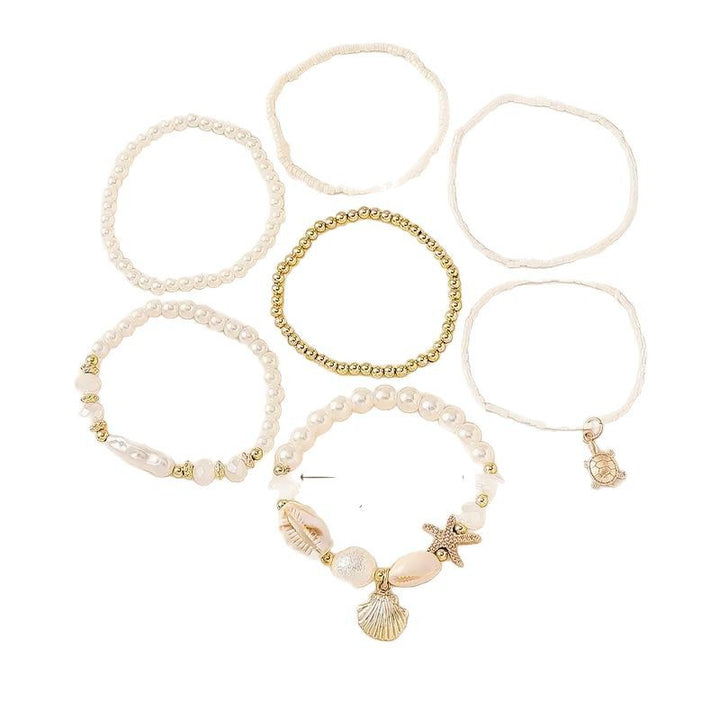 New Beach Shell & Starfish Bracelet – Bohemian Ocean Wave Style with Pearls