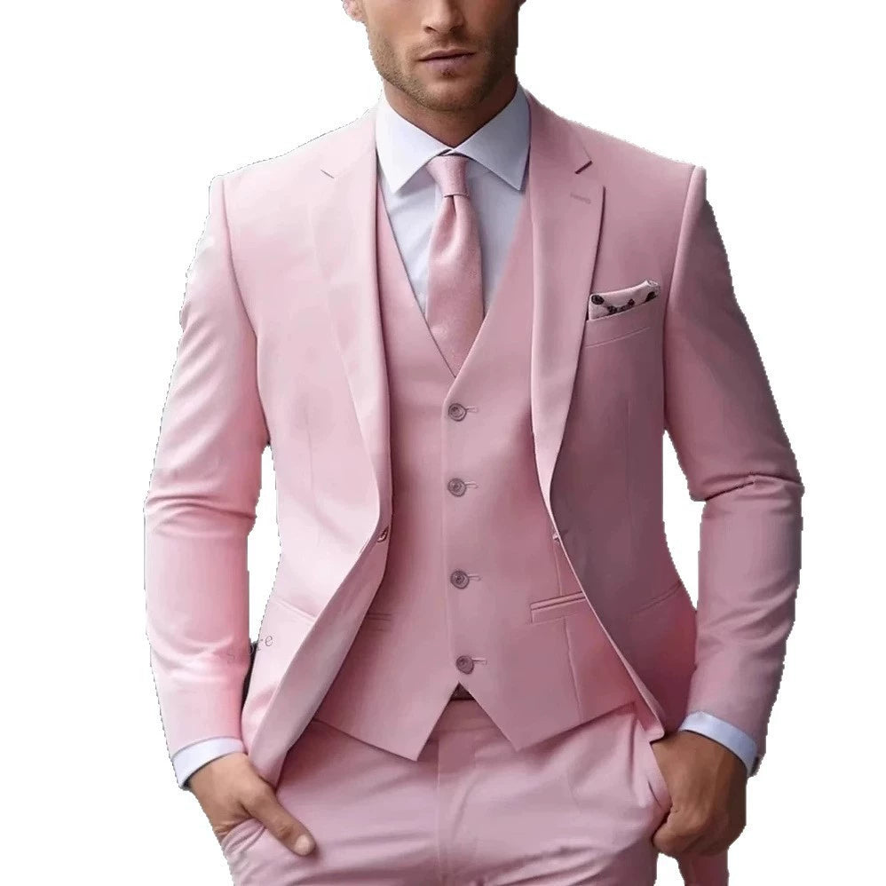 Elegant Classic 3 Piece Men's Suit with Regular Fit and Sophisticated Peak Lapel