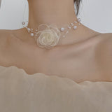 Retro Pearl Choker Necklace French Temperament Clavicle Chain CN130