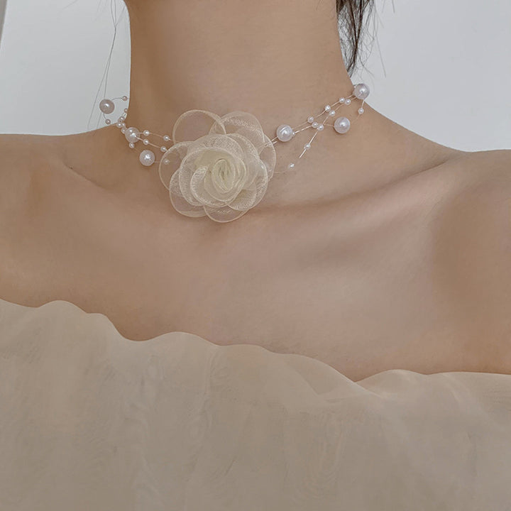 Retro Pearl Choker Necklace French Temperament Clavicle Chain CN130