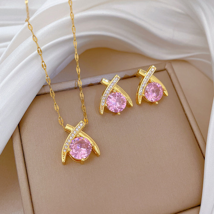 Flash Diamond Tassel Luxury Dress Accessories Dinner Clavicle Necklace Earring CN242