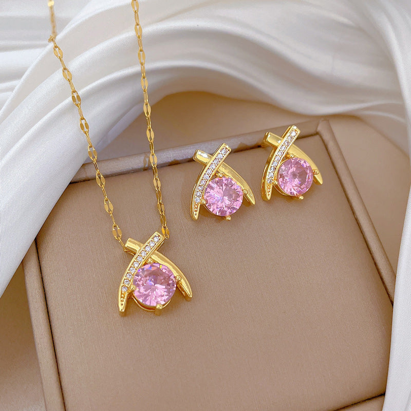 Flash Diamond Tassel Luxury Dress Accessories Dinner Clavicle Necklace Earring CN242