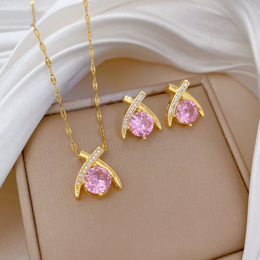 Flash Diamond Tassel Luxury Dress Accessories Dinner Clavicle Necklace Earring CN242