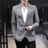 Grey Casual Collar Coat Jacket Slim Button Small Suit Strips Single Jacket