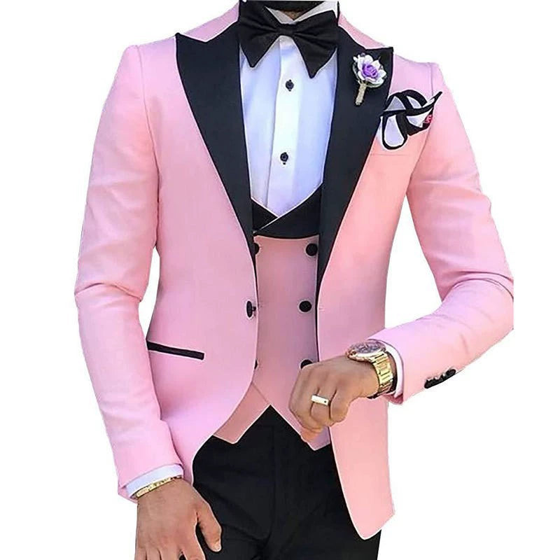 Classic 3 Piece Men's Suit with Regular Fit and Sophisticated Peak Lapel
