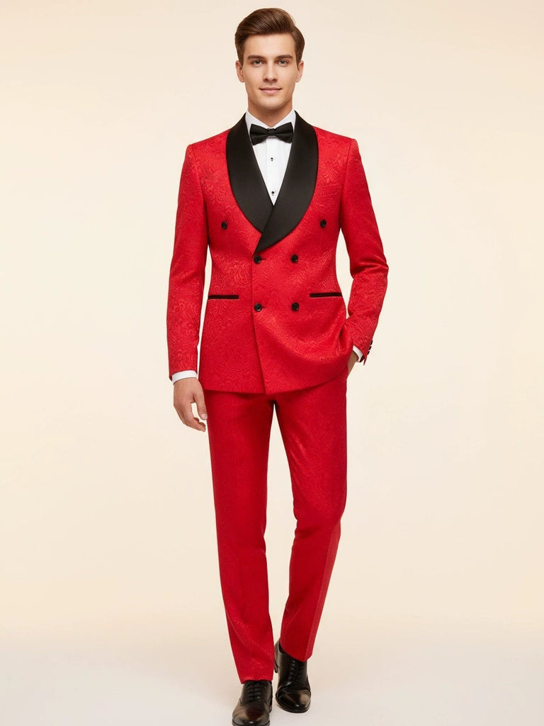 Elegant men's plus-size collar suit 2 piece Double Row Suit