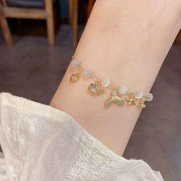 New Starfish Fish Tail Bead Bracelet