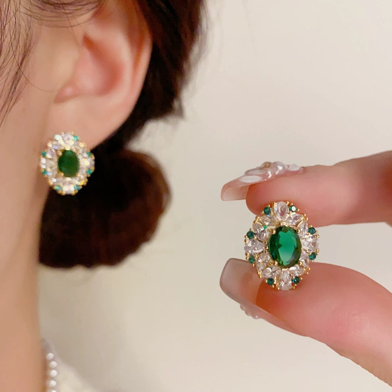 Gorgeous Zircon Emerald Diamond Earrings