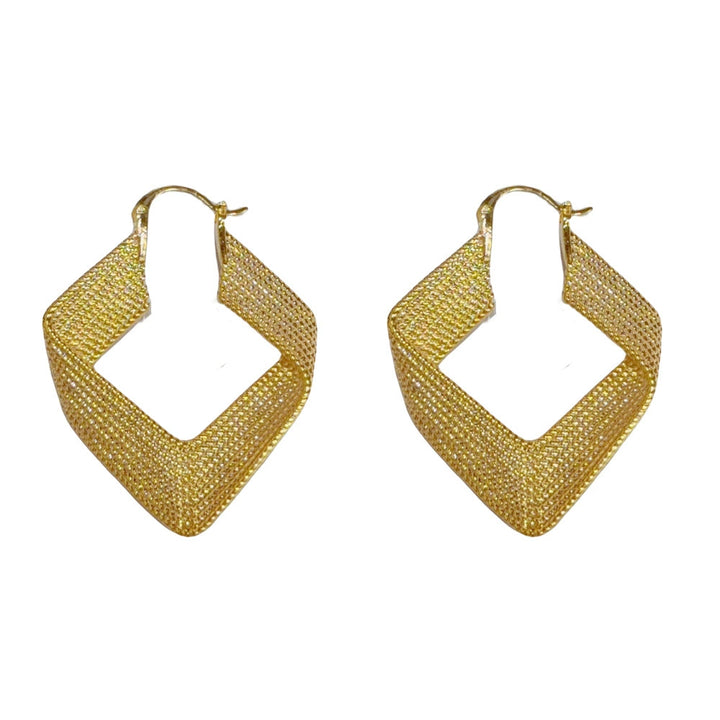 Golden Exaggerated Metal Diamond Earrings