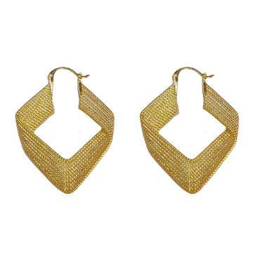 Golden Exaggerated Metal Diamond Earrings
