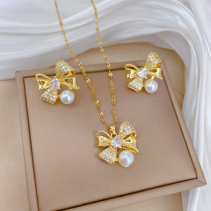 Flash Diamond Tassel Luxury Dress Accessories Dinner Clavicle Necklace Earring CN248