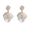Diamond Studded White Petal Tassel Earrings