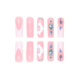 Rhinestone Fake Nails, False Nails Bling Wedding Press On Nails With Design For Women And Girls