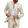 Linen new men's plus-size collar suit 2 piece single-row one-button suit