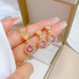 Flash Diamond Tassel Luxury Dress Accessories Dinner Clavicle Necklace Earring CN258