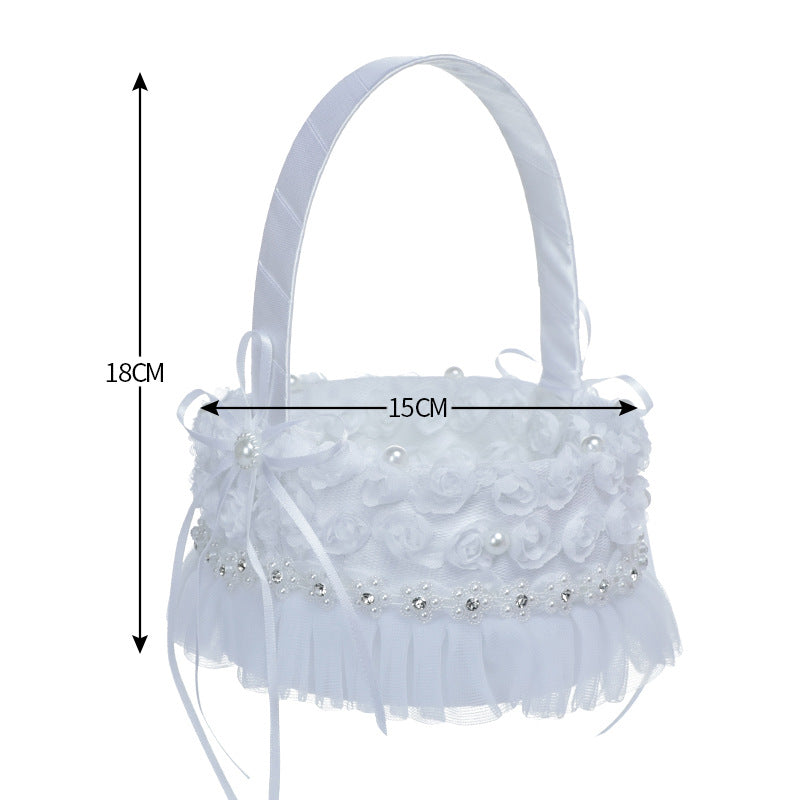 White Lace Portable Flower Basket , HL-5741