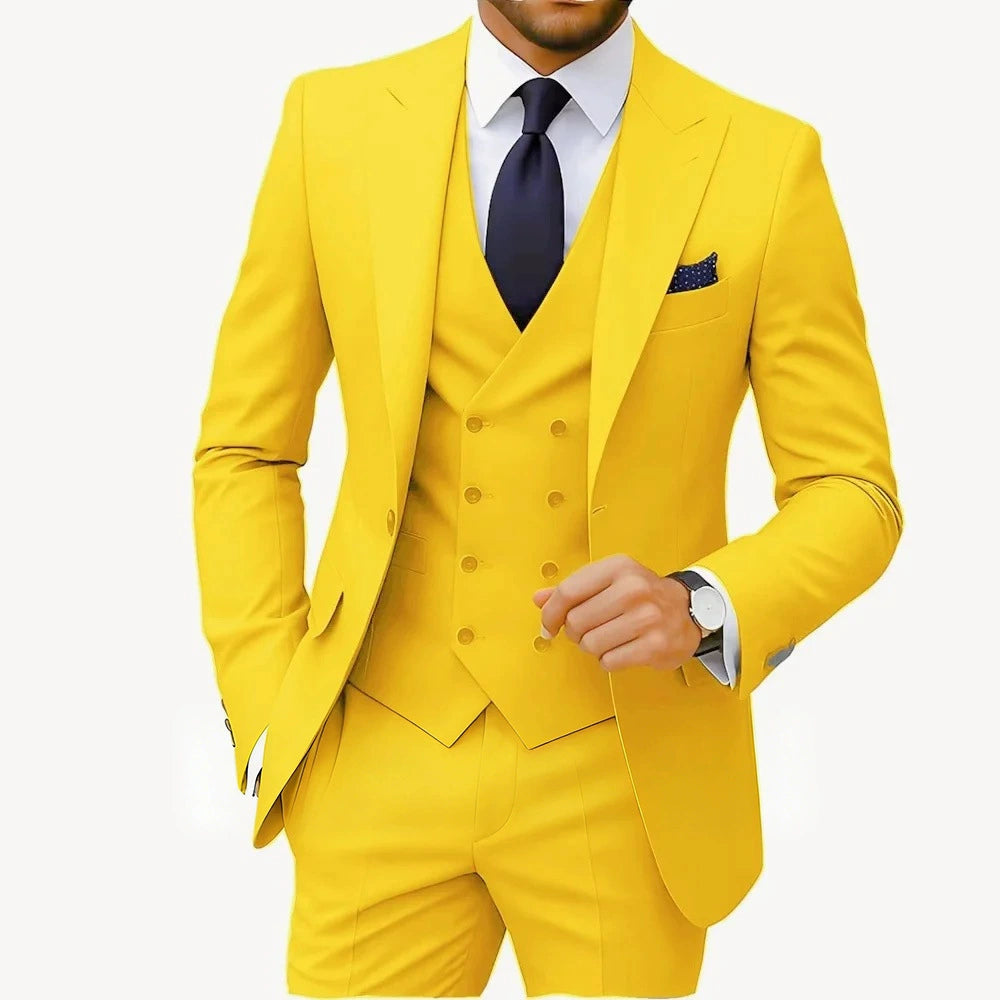 Casual Men's 3 Pieces Mens Suit Regular Fit Notch Lapel Tuxedos (Blazer+vest+Pants) CN561