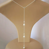 Bridal Wedding Pearl Necklace With Tassel Back Chain