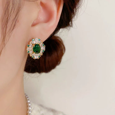 Gorgeous Zircon Emerald Diamond Earrings