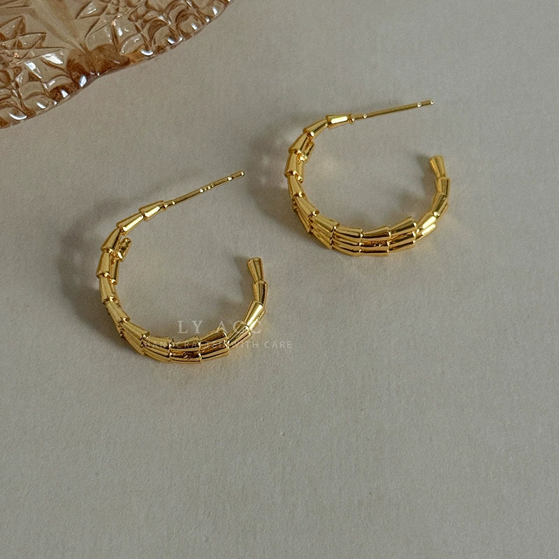 Classic Leather Metal Large Circle Earrings