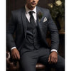 Dark Grey Classic 3 Piece Men's Suit with Regular Fit and Sophisticated Peak Lapel