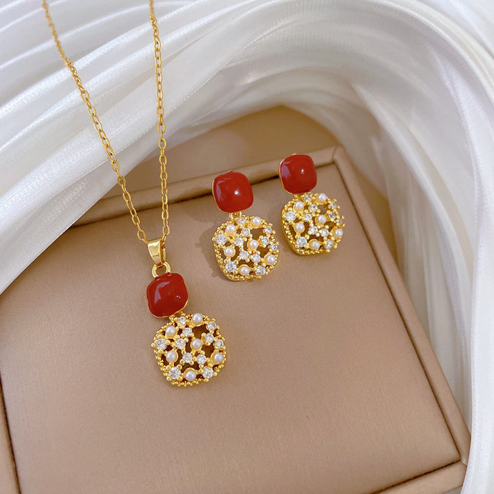 Flash Diamond Tassel Luxury Dress Accessories Dinner Clavicle Necklace Earring CN270