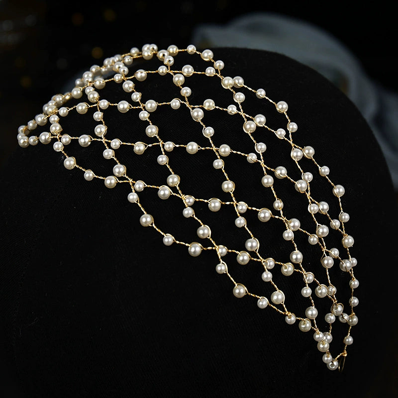Mesh Hairband Pearl Headgear Accessories