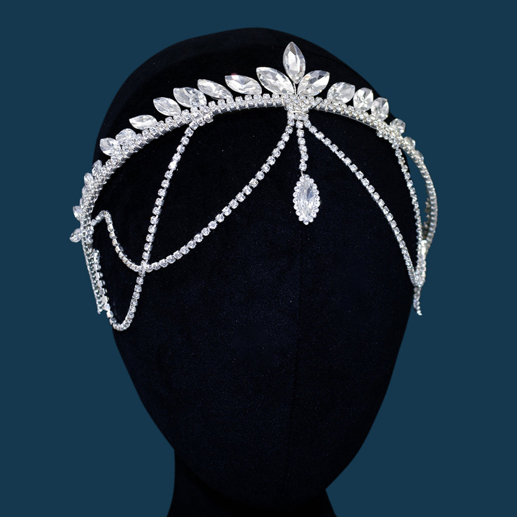 Handmade Crystal Beading Hairband Wedding Headband Luxury Silver Headband CN156