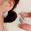 Elegant Metal Surround Pearl Silver Earrings