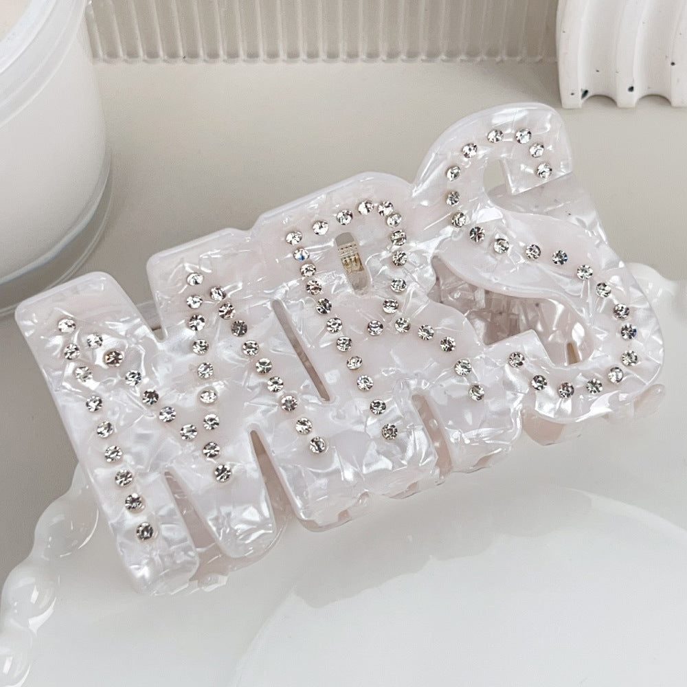 Letter Pearl Grab Clip Elegant Diamond Clip Large Hair Accessories CN395