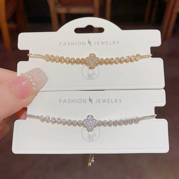 Exquisite Sparkling Zircon Four Leaf Flower Bracelet