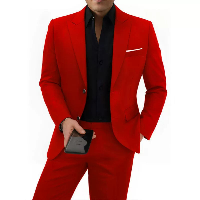 Elegant men's plus-size collar suit 2 piece Single Row Suit