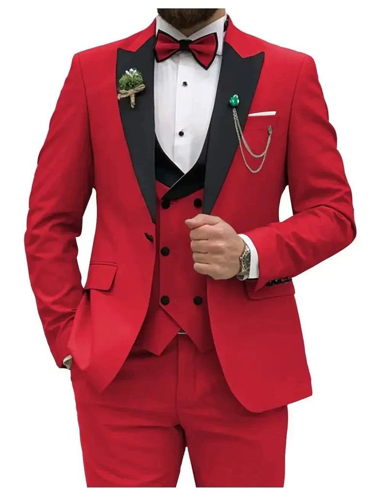 Classic 3 Piece Men's Suit with Regular Fit and Sophisticated Peak Lapel