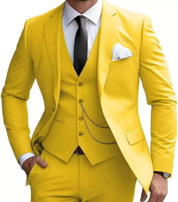Classic 3 Piece Men's Suit with Regular Fit and Sophisticated Peak Lapel
