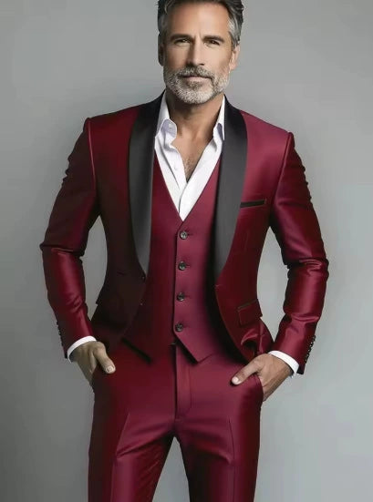 Elegant Classic 3 Piece Men's Suit with Regular Fit and Sophisticated Peak Lapel