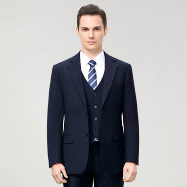 Elegant Classic 3 Piece Men's Suit with Regular Fit and Sophisticated Peak Lapel