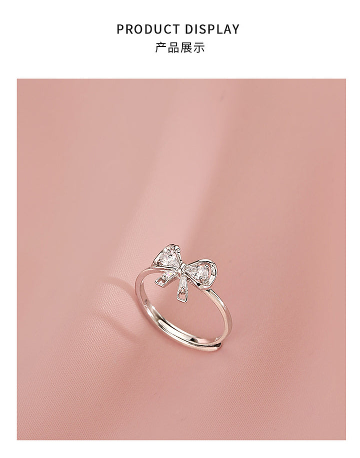 Bow Ring Open Ring Adjustable Luxury Sweet Advanced Ring
