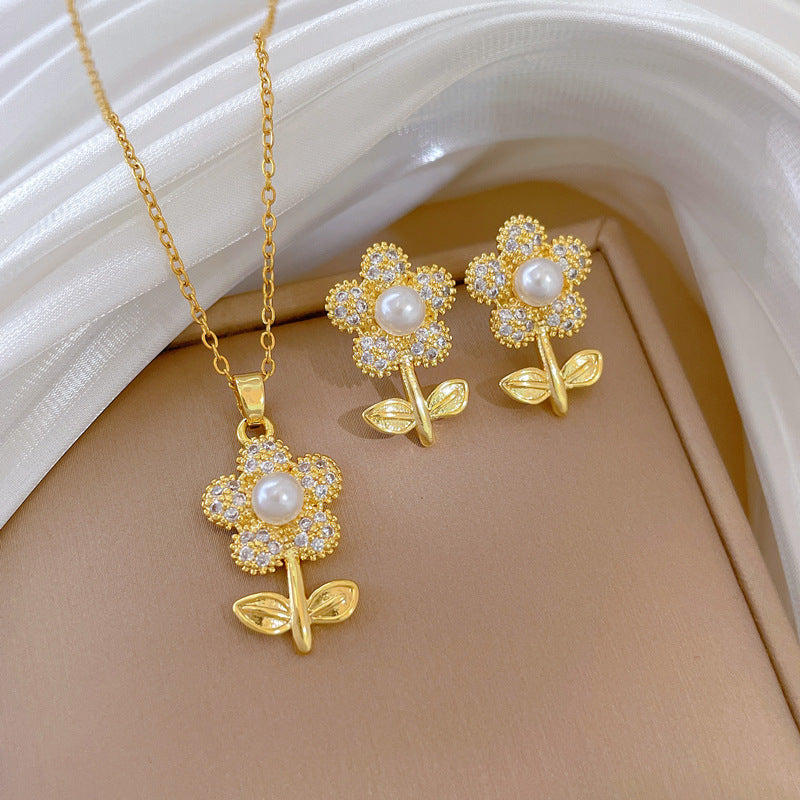 Flash Diamond Tassel Luxury Dress Accessories Dinner Clavicle Necklace Earring CN286