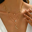 Star Moon Pendant Necklace with Diamonds Multi Layer Stacked Necklace