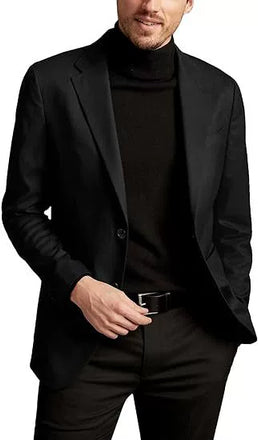 Casual Black  Business men's Trousers Long Sleeves 2 Piece Suit