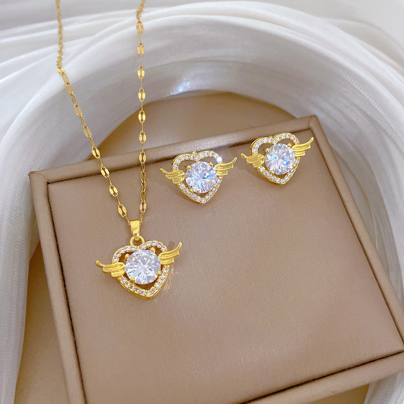 Flash Diamond Tassel Luxury Dress Accessories Dinner Clavicle Necklace Earring CN292