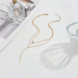 Y-shaped Pendant Double Layered Necklace Sexy Multi-layer Collarbone Chain