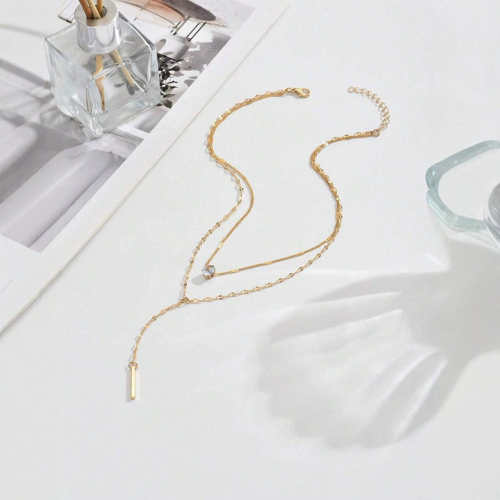 Y-shaped Pendant Double Layered Necklace Sexy Multi-layer Collarbone Chain